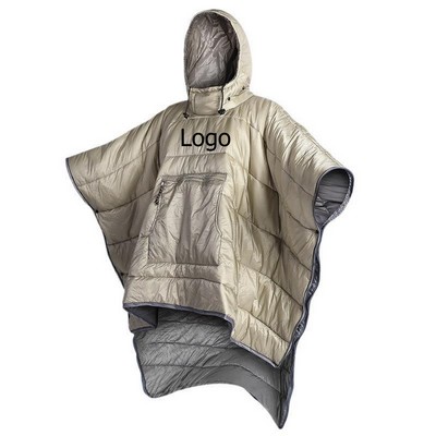 Camping Blanket Poncho Wearable Hoodie Blankets Outdoor