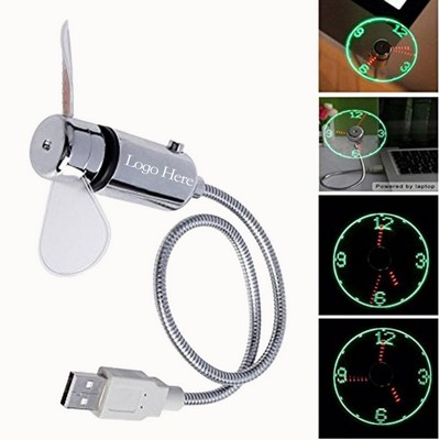 Led Cooling Flashing Real Time Display Function Clock Fan