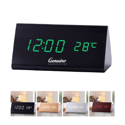 Sound Control Triangle Wood Alarm Clock