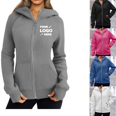 Women's Zip Up Hoodies Jackets Sweatshirts With Pockets Winter