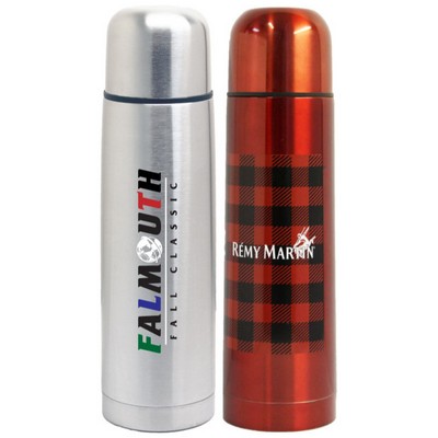 16 Oz. Slim Vacuum Bullet Bottle, Silver, Black or Red Coated