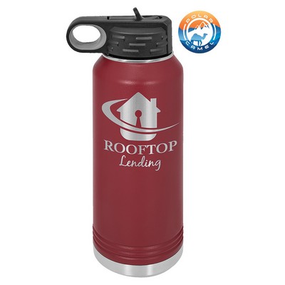Maroon Polar Camel 32 oz Water Bottle with Easy Flip Top Lid & Straw - Laser Engraved