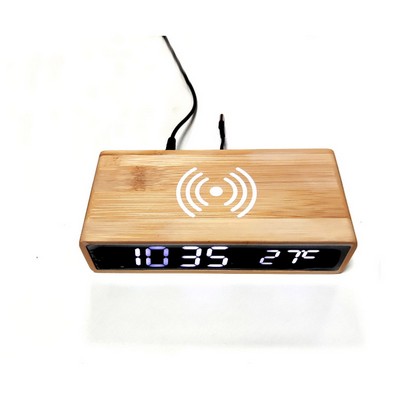 Bamboo Desk Organizer With Wireless Fast Charger