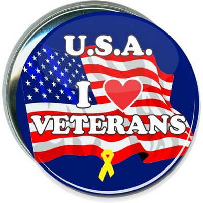 Military - U.S.A. I Love Veterans - 3'' Round Button